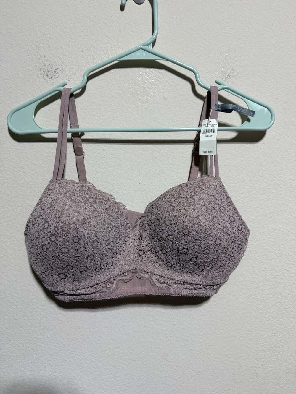Aerie Wireless Lace Bra in Mauve Size 34D